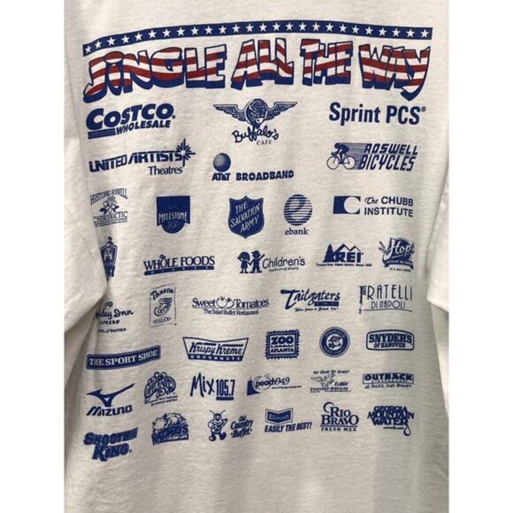 Vintage‎ 2001 Jingle Bell Jog T-Shirt Mens Medium Atlanta White Runner Santa - Picture 7 of 9